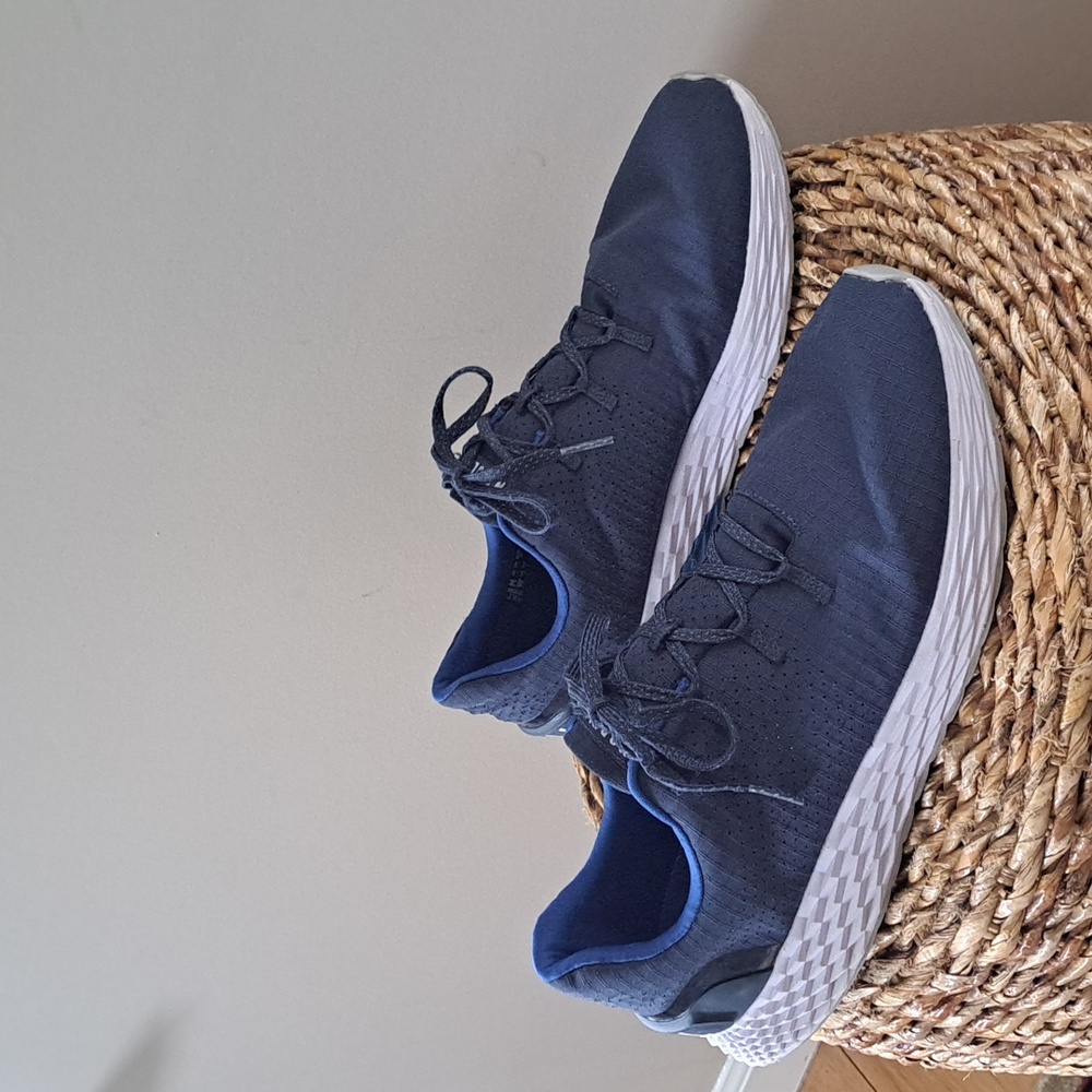 Nobull Mens Navy Knit Running/Training‎ Sneakers White Soles Size 14